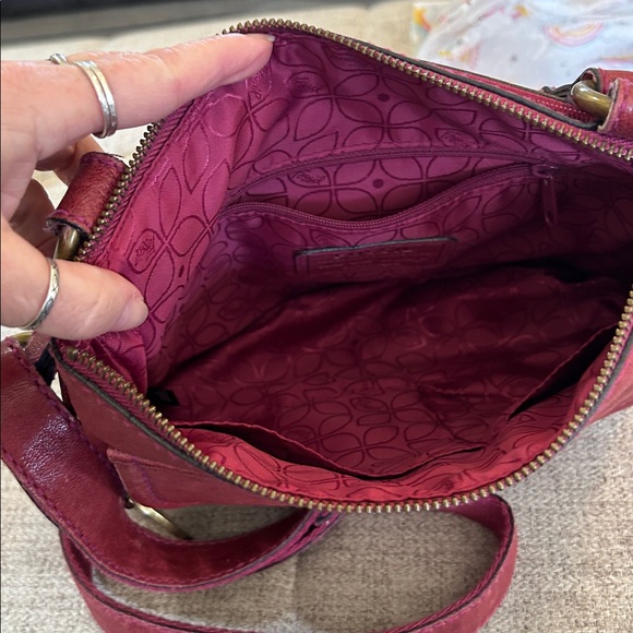 FOSSIL RYDER RED SATCHEL NEW AMERICA CLASSIC 1954 PEBBLED LEATHER CROSSBODY BAG - Picture 8 of 14